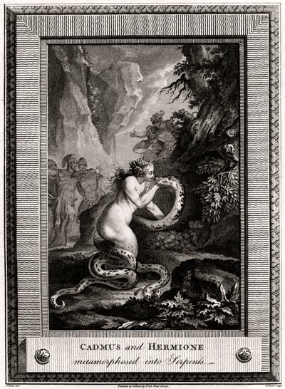 Kadmus i Hermiona, przemienieni w Węże, 1776 autorstwa W. Walker