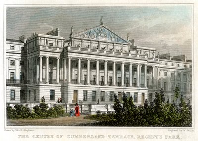 Centrum Cumberland Terrace, Regents Park, Londyn, 1829. autorstwa W. Wallis
