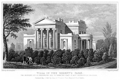 Willa w Regents Park, Londyn, 1827. autorstwa W. Wallis