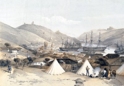 Balaklava patrząc w stronę morza, 1855. autorstwa W Walton