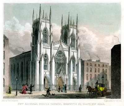New National Scotch Church, Sidmouth Street i Grays Inn Road, Londyn, 1829. autorstwa W Watkins