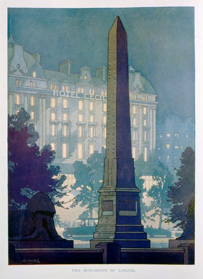 Two Monuments of London, reklama hotelu Cecil, 1925. autorstwa W. Welsh