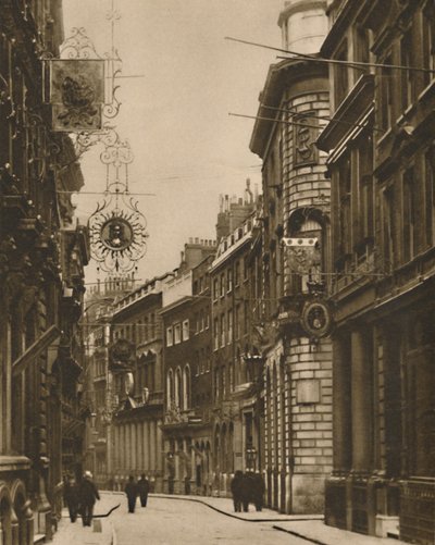 Stare znaki powróciły na Lombard Street, c1935. autorstwa W. Whiffin