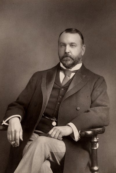 „Sydney Grundy (1848-1914) Angielski dramaturg i adwokat. Autor licznych sztuk teatralnych, głównie komedii i fars. (typ Woodbury) autorstwa W. and D. (after) Downey