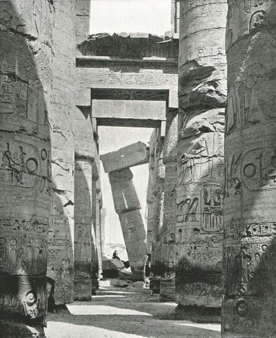 Kolumny Sali Hypostyle, Karnak, Egipt, 1895. autorstwa W and S Ltd