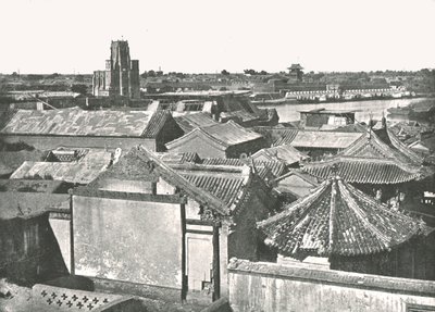 Widok ogólny przedstawiający ruiny katedry, Tien-Cin, Chiny, 1895. autorstwa W and S Ltd