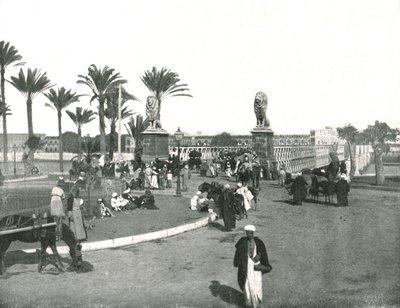 Most Kasr-el-nil, Kair, Egipt, 1895. autorstwa W and S Ltd