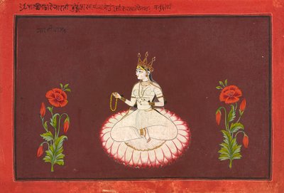 Saraswati, folio z serii Bogini, ca. 1680-1700. autorstwa Wajid