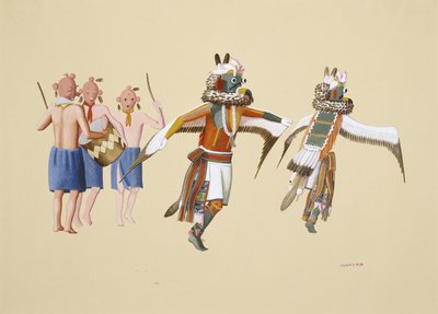 Kwahuh, 1930-40 (tempera na papierze tkanym) autorstwa Waldo Mootzka