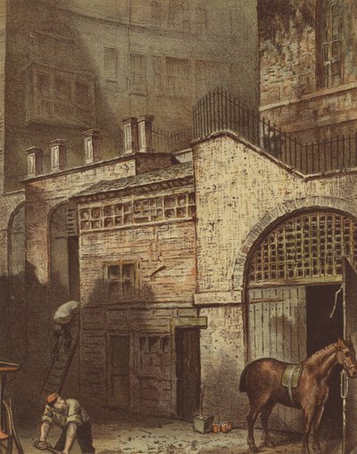 Budynki i schody, dół Salisbury Street, Adelphi, Strand (chromolitho) autorstwa Waldo Sargeant