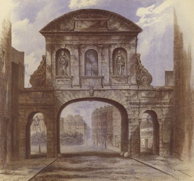Temple Bar, Fleet Street (chromolitho) autorstwa Waldo Sargeant
