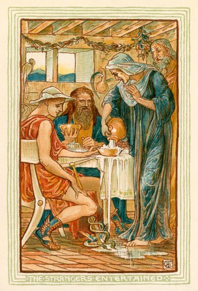 Nieznajomi bawią się (kolorowa litografia) autorstwa Walter (after) Crane