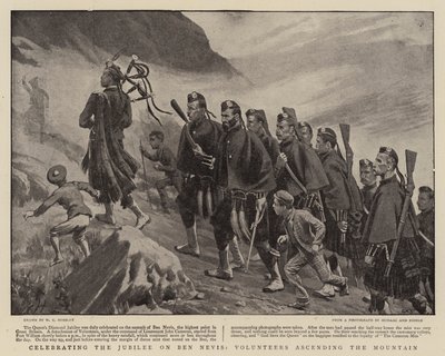 Świętowanie Jubileuszu na Ben Nevis, Wolontariusze wspinający się na górę autorstwa Walter Charles Horsley
