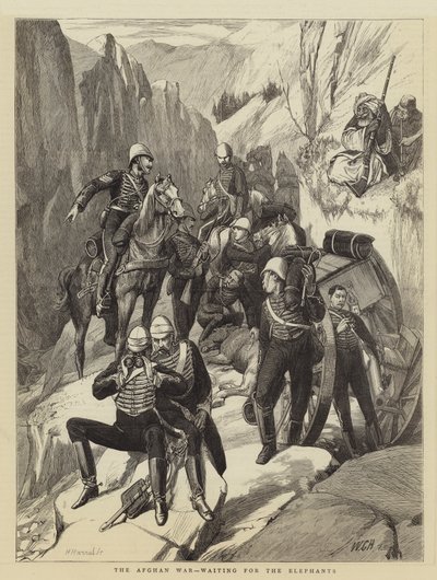 Wojna afgańska, czekając na słonie autorstwa Walter Charles Horsley