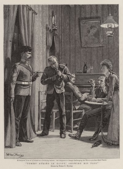 Tommy Atkins w Egipcie, pokazując swoją przepustkę autorstwa Walter Charles Horsley
