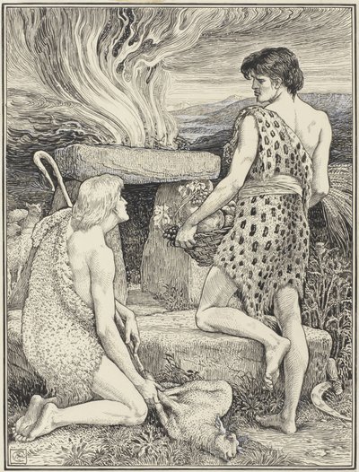 Kain i Abel autorstwa Walter Crane (signed by artist)