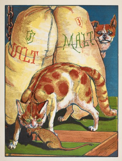 Kot zabija szczura autorstwa Walter Crane