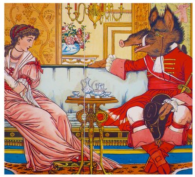 Piękna i Bestia, 1874 autorstwa Walter Crane