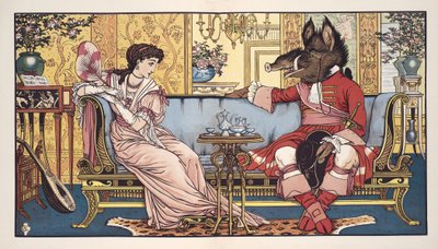 Piękna i Bestia, wyd. 1874 (kolor lito) autorstwa Walter Crane