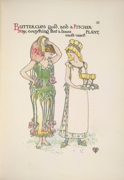 Buttercups złoto i dzban roślina. Dwie młode kobiety autorstwa Walter Crane