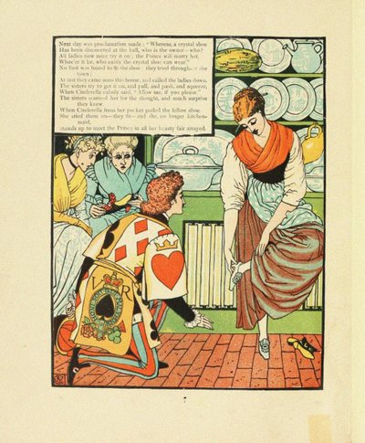 Ilustracja do bajki Kopciuszek autorstwa Walter Crane