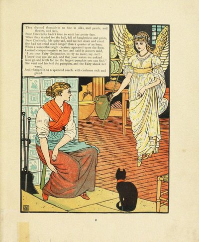 Ilustracja do bajki Kopciuszek autorstwa Walter Crane