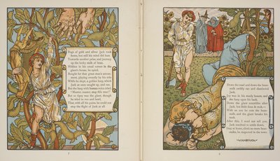 Ilustracja do opowiadania „Jack and the Beanstalk”. autorstwa Walter Crane