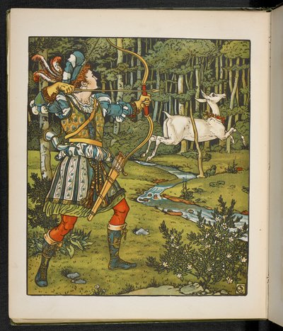 Ilustracja do opowiadania Hind w lesie. autorstwa Walter Crane