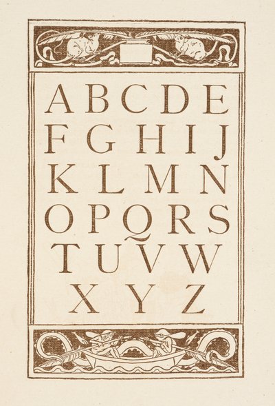 Litery alfabetu. Złoty podkład. autorstwa Walter Crane