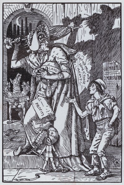 Pani Grundy przestraszona własnym cieniem (lito) autorstwa Walter Crane