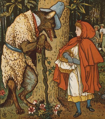 Czerwony Kapturek (kolor lito) autorstwa Walter Crane