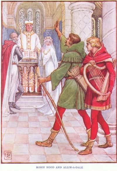 Robin Hood i Alan-a-Dale, ok. 1920 autorstwa Walter Crane