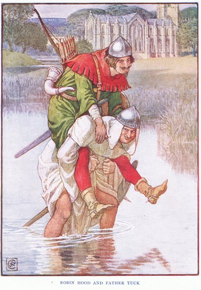 Robin Hood i ojciec Tuck, ok. 1920 r. autorstwa Walter Crane