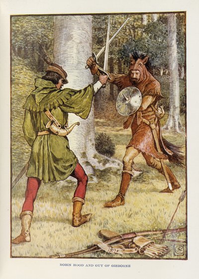 Robin Hood i Facet z Gisborne autorstwa Walter Crane