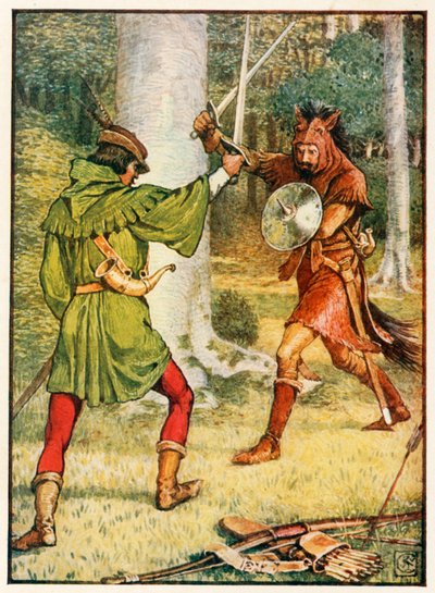 Robin Hood i Guy of Gisborne autorstwa Walter Crane