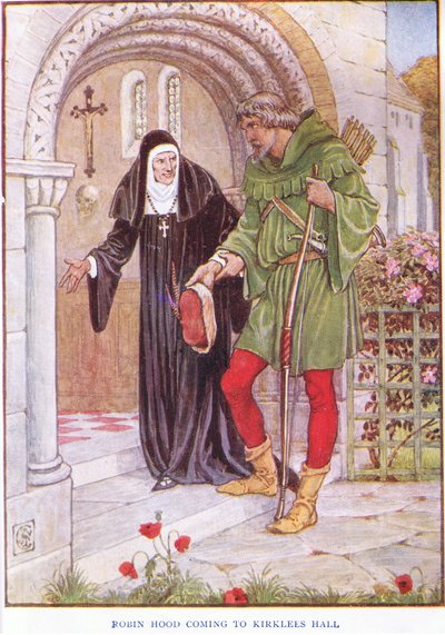 Robin Hood przybywający do Kirkley Hall, ok. 1920 r. autorstwa Walter Crane