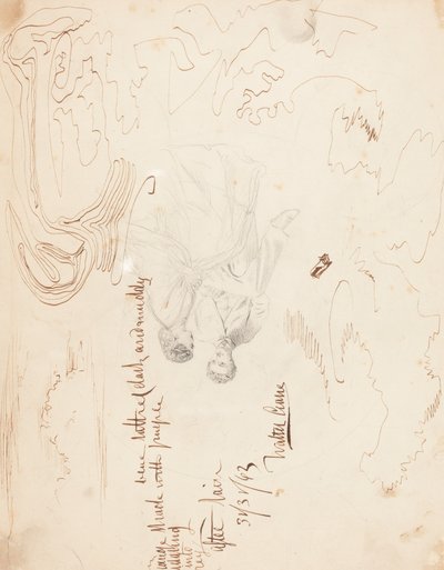Szkic pary siedzącej ze studiami chmur [verso] autorstwa Walter Crane