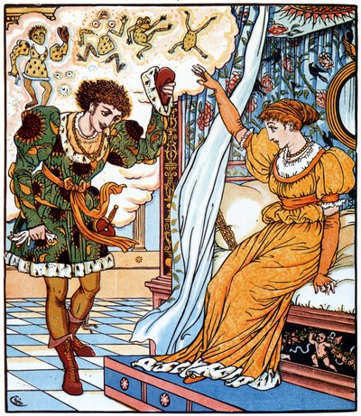 "Córka króla i żaba" Jakoba i Wilhelma Grimmów autorstwa Walter Crane