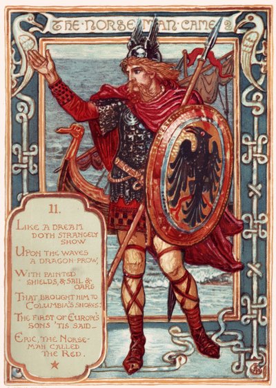 Norseman. Od: Columbias Zaloty: Historia obrazkowa Stanów Zjednoczonych, 1893 autorstwa Walter Crane