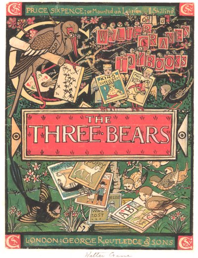 Trzy niedźwiadki (akwarela, tusz i ołówek na papierze) autorstwa Walter Crane