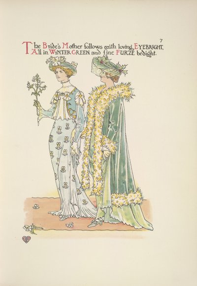 Matka panny młodej podąża za nią z kochającym świetlikiem autorstwa Walter Crane