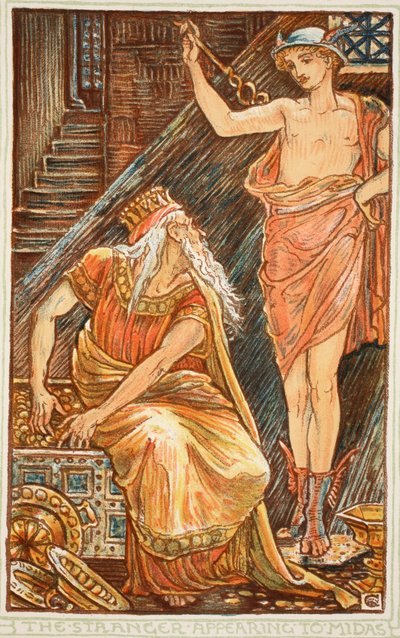 Nieznajomy ukazujący się Midasowi, ilustracja z 