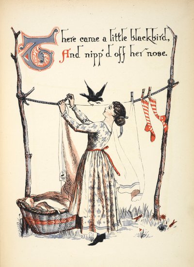 Przyleciał mały kos i odgryzł jej nos. autorstwa Walter Crane