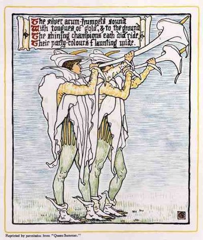Trębacze z liliami, z Queen Summer autorstwa Walter Crane