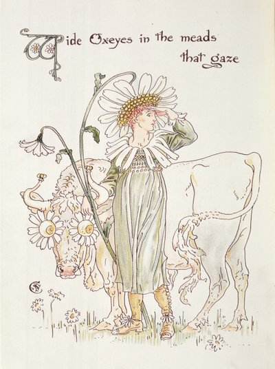„Dzikie Oxeyes w Miodach, które Spoglądają”, ilustracja do „Uczty Flory, Maska Kwiatów” autorstwa Walter Crane
