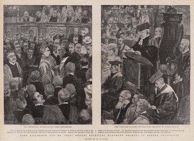Lord Kitchener i pan Cecil Rhodes otrzymują honorowe stopnie naukowe na Uniwersytecie Oksfordzkim autorstwa Walter Duncan