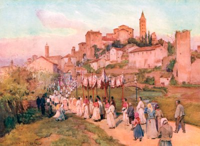 Corpus Domini w Viterbo (kolorowa litografia) autorstwa Walter Frederick Roofe Tyndale