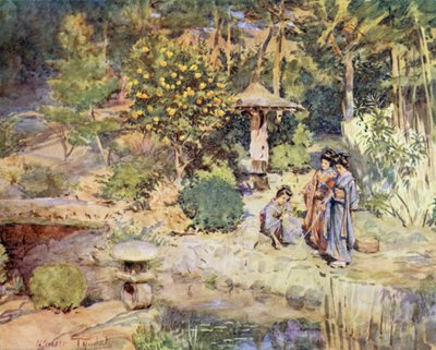 Łowienie złotych rybek na zimowym festynie, Atami autorstwa Walter Frederick Roofe Tyndale