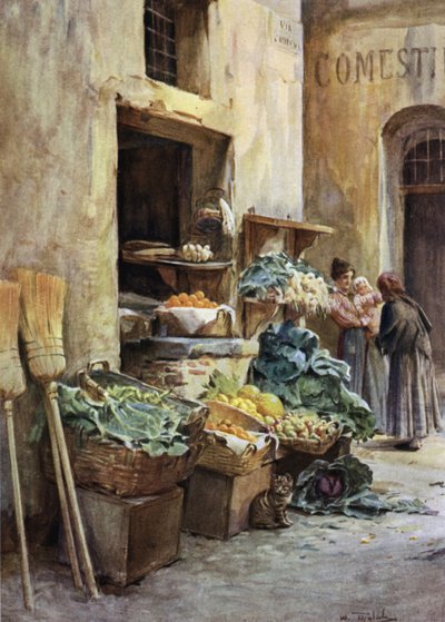 Sklep warzywny, Riwiera Włoska (kolor lito) autorstwa Walter Frederick Roofe Tyndale