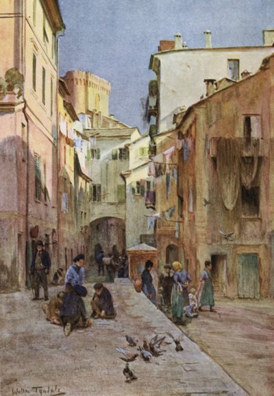 La Piazza, Sestri Levante (kolor lito) autorstwa Walter Frederick Roofe Tyndale